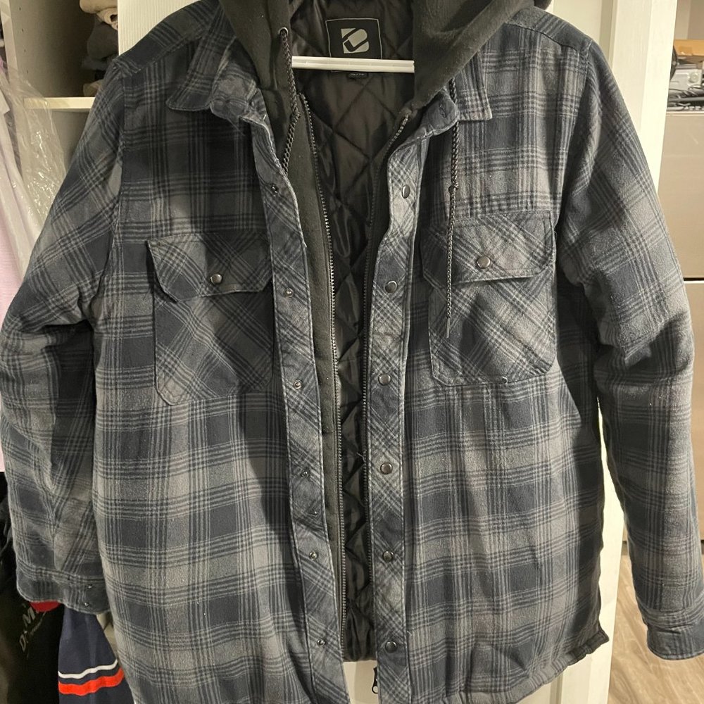 Black and Grey Flannel Jacket